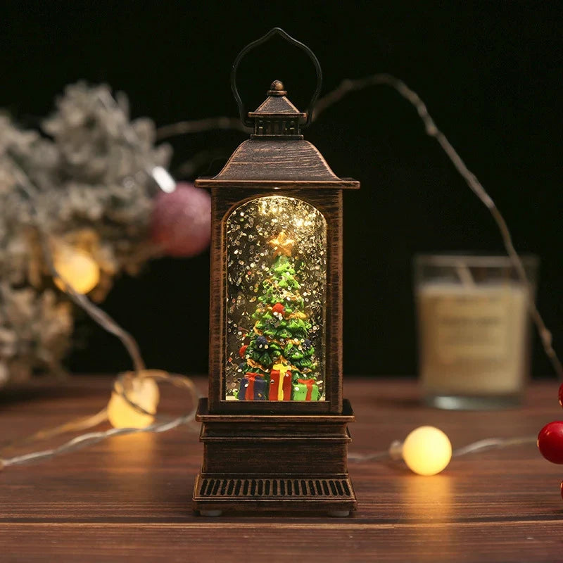 Christmas Lantern Snowman Scene Warm LED Glow