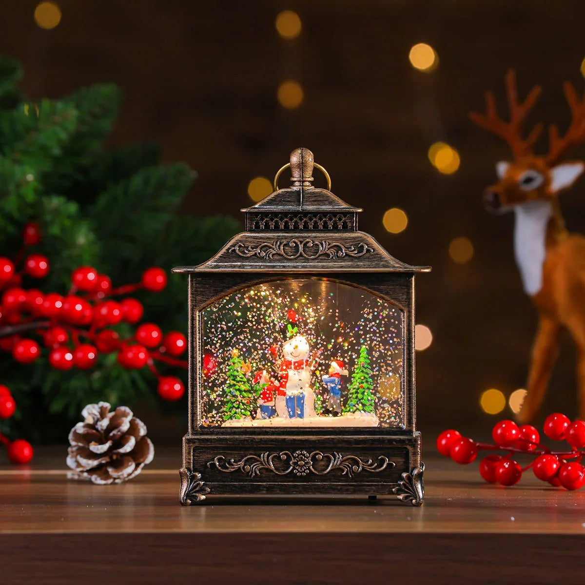 Christmas Lantern Warm Glow LED Musical Battery-Powered