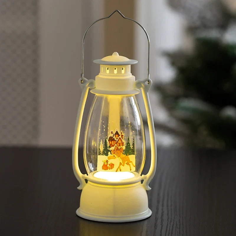 Christmas Lantern Warm LED Glass & Plastic