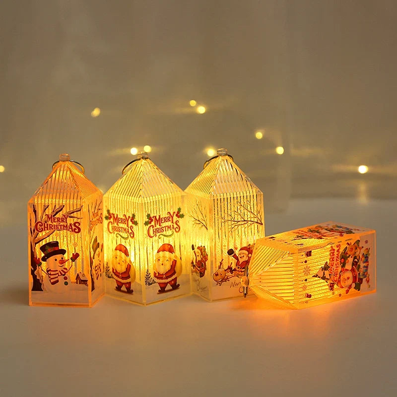 Christmas Lantern Warm LED Portable With Handle