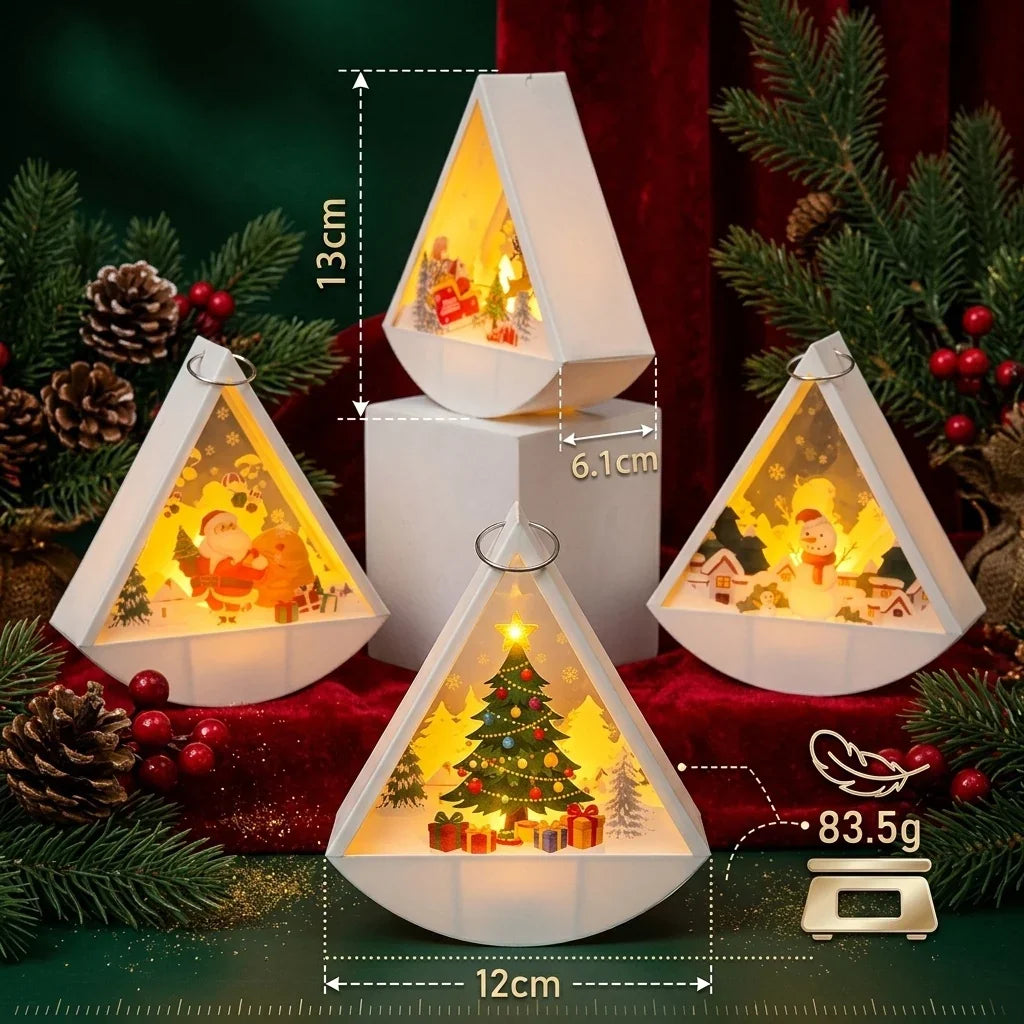 Christmas Light Decoration Triangular Santa Scene Warm White