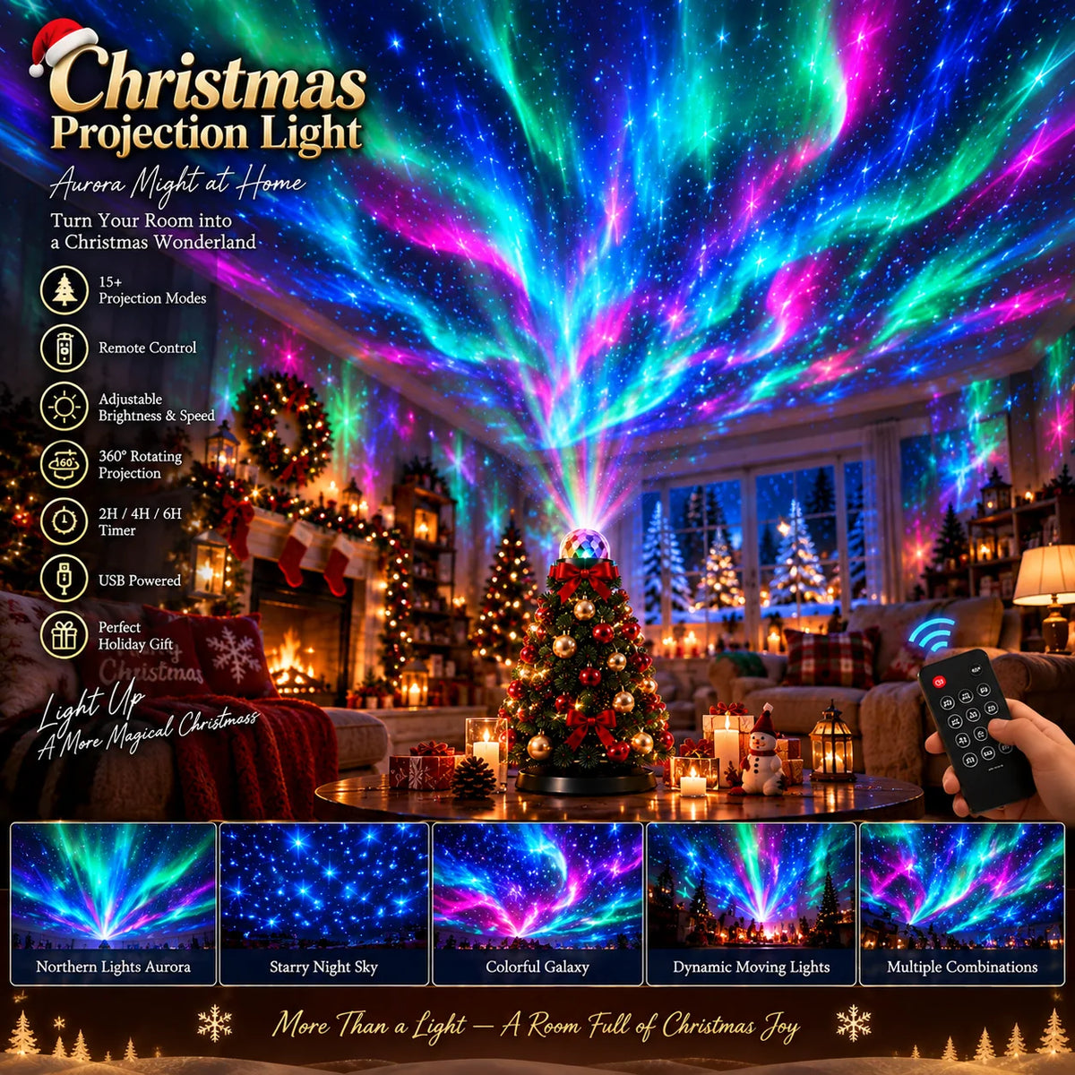 Christmas Light Projector 15+ Designs Remote Control