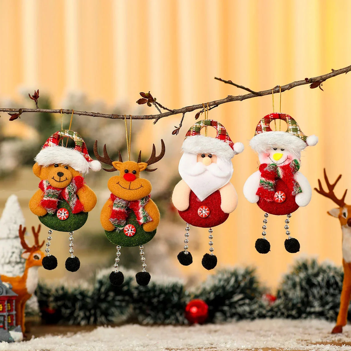 Christmas Ornament Handcrafted Fabric Assorted Designs Easy Hang