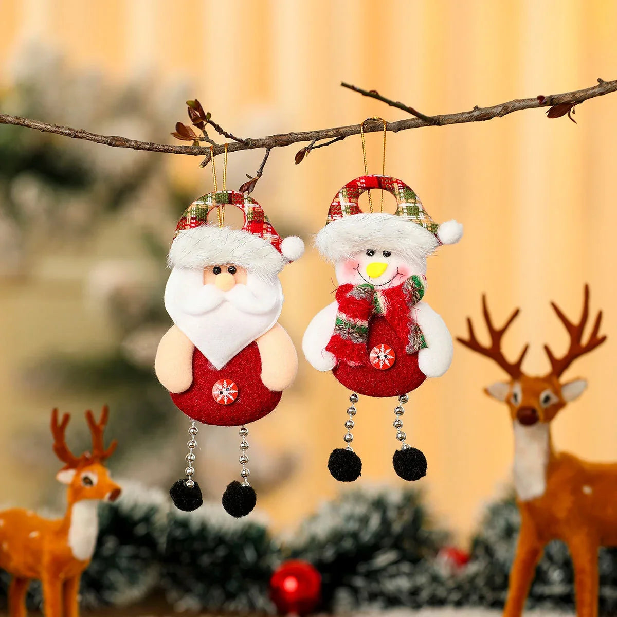 Christmas Ornament Handcrafted Fabric Assorted Designs Easy Hang