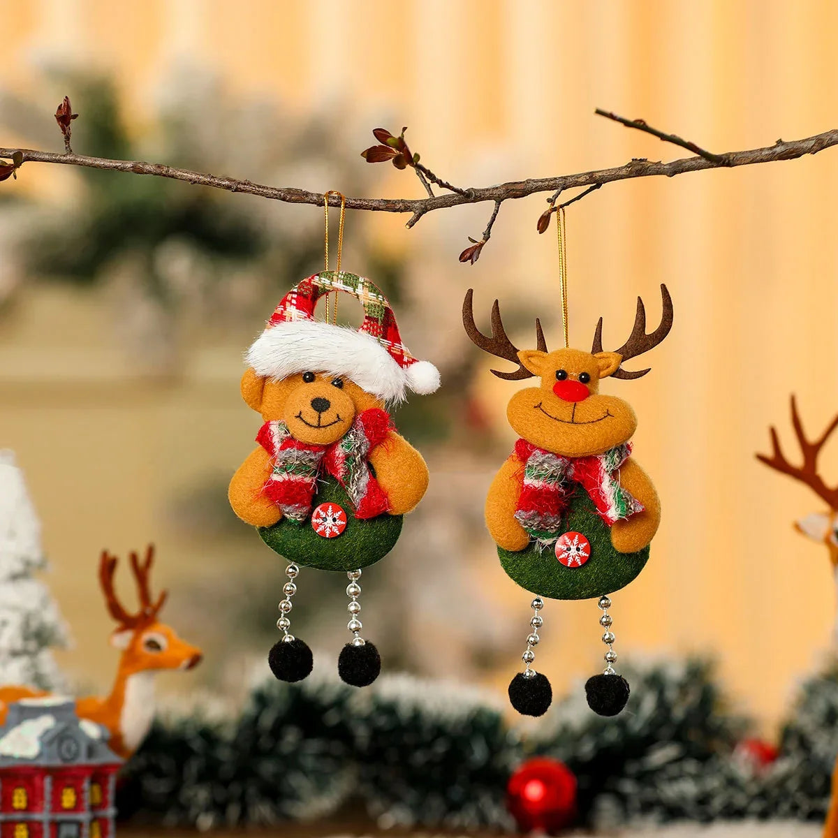 Christmas Ornament Handcrafted Fabric Assorted Designs Easy Hang
