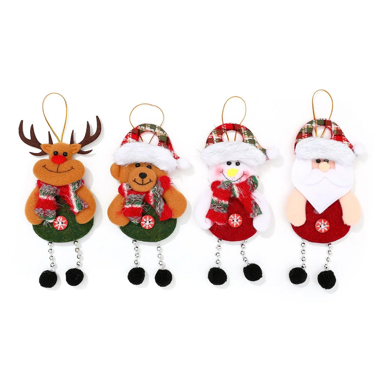 Christmas Ornament Handcrafted Fabric Assorted Designs Easy Hang