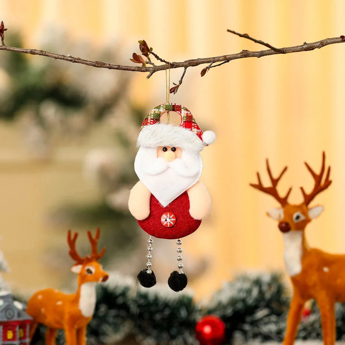 Christmas Ornament Handcrafted Fabric Assorted Designs Easy Hang