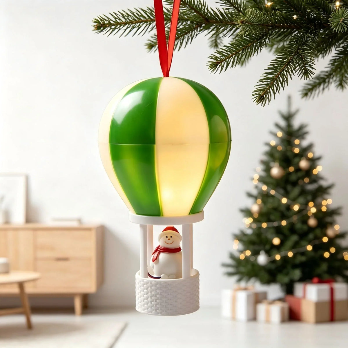 Christmas Ornament Hot Air Balloon Snowman Lightweight Indoor Hanging