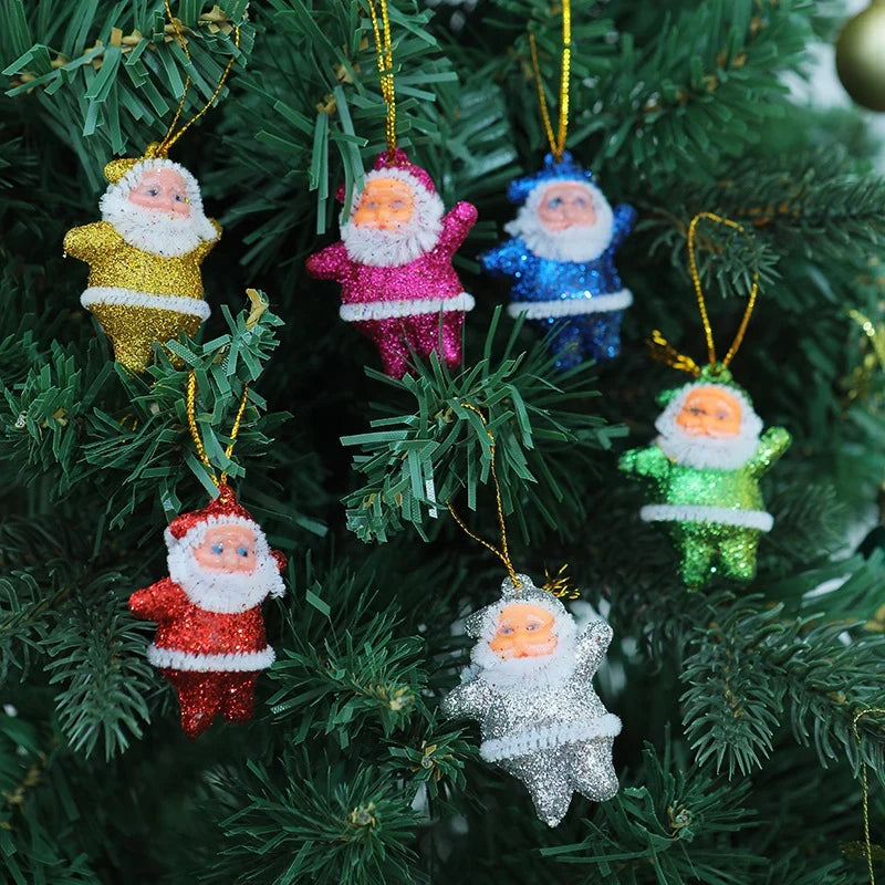 Christmas Ornament Set Santa Claus Shatterproof Set of 6