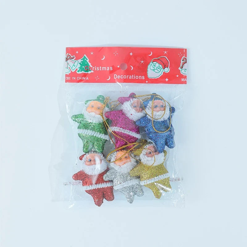 Christmas Ornament Set Santa Claus Shatterproof Set of 6