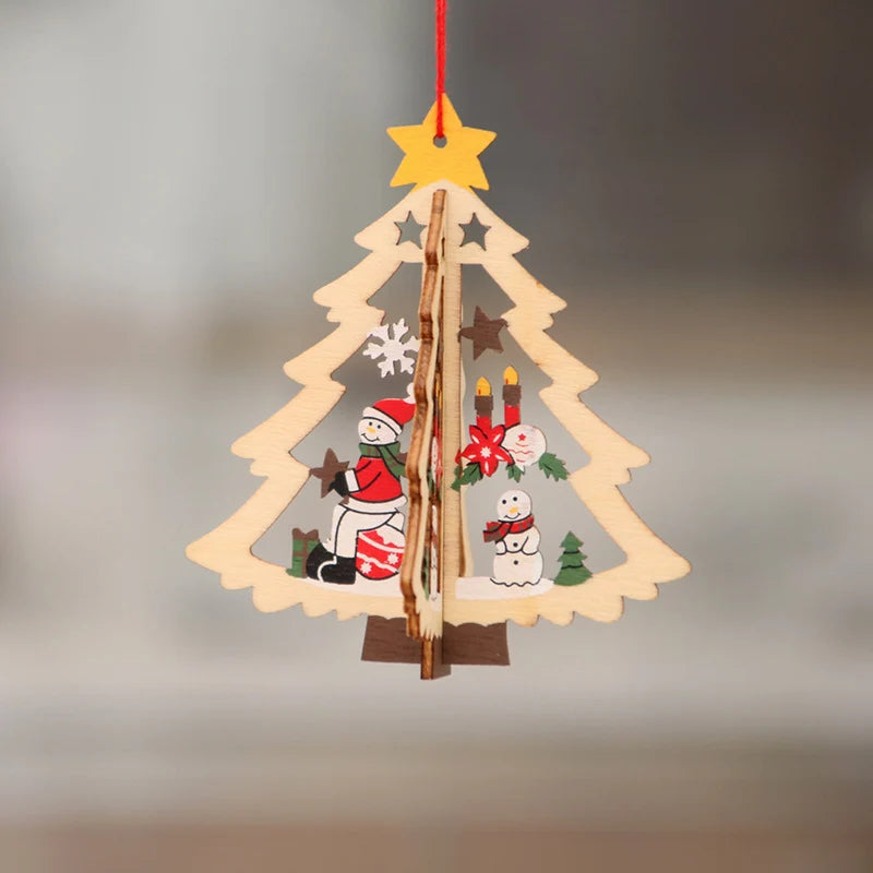 Christmas Ornaments Natural Wood Laser-Engraved 3D & Flat