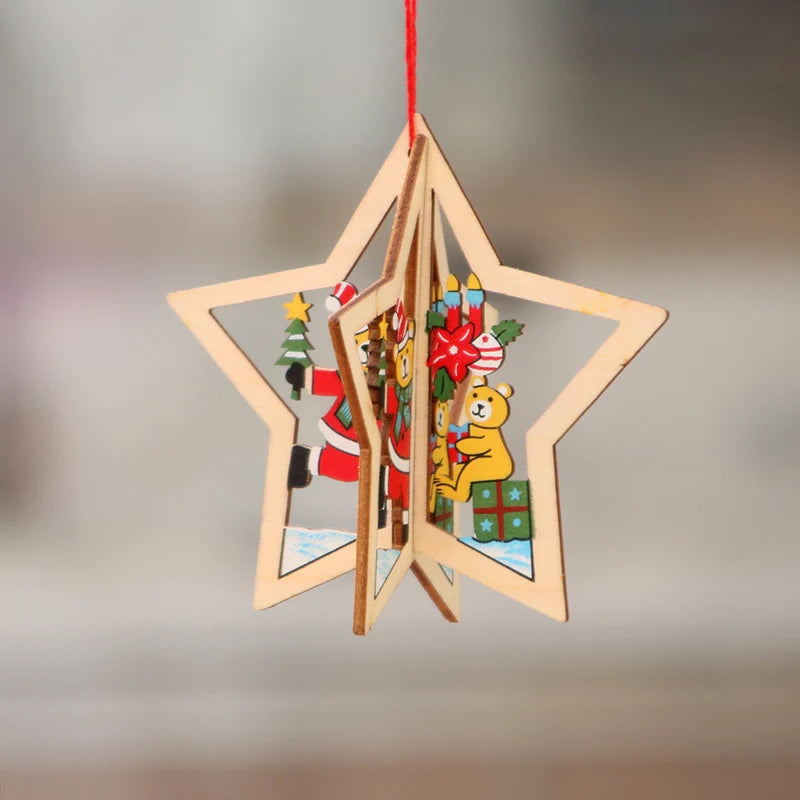 Christmas Ornaments Natural Wood Laser-Engraved 3D & Flat