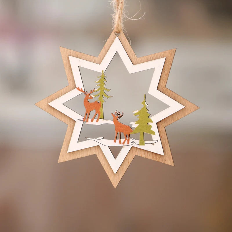 Christmas Ornaments Natural Wood Laser-Engraved 3D & Flat