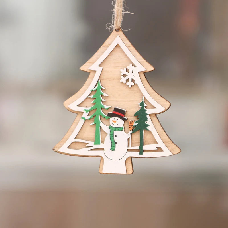 Christmas Ornaments Natural Wood Laser-Engraved 3D & Flat