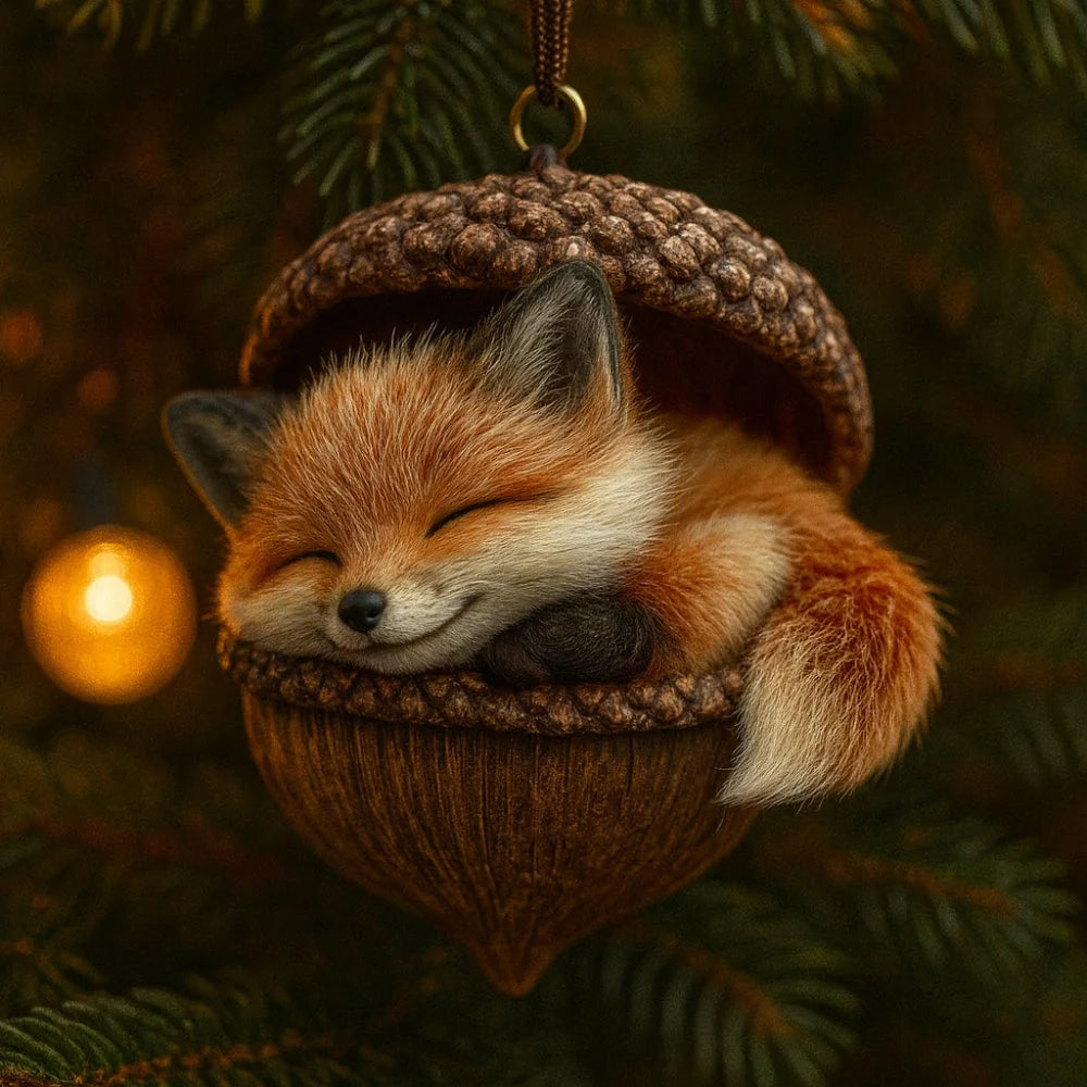 Christmas Ornaments Woodland Felt & Wood-Effect Set of 6