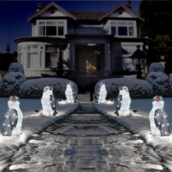 Christmas Penguin Decoration Lighted Weather-Resistant Set of 3