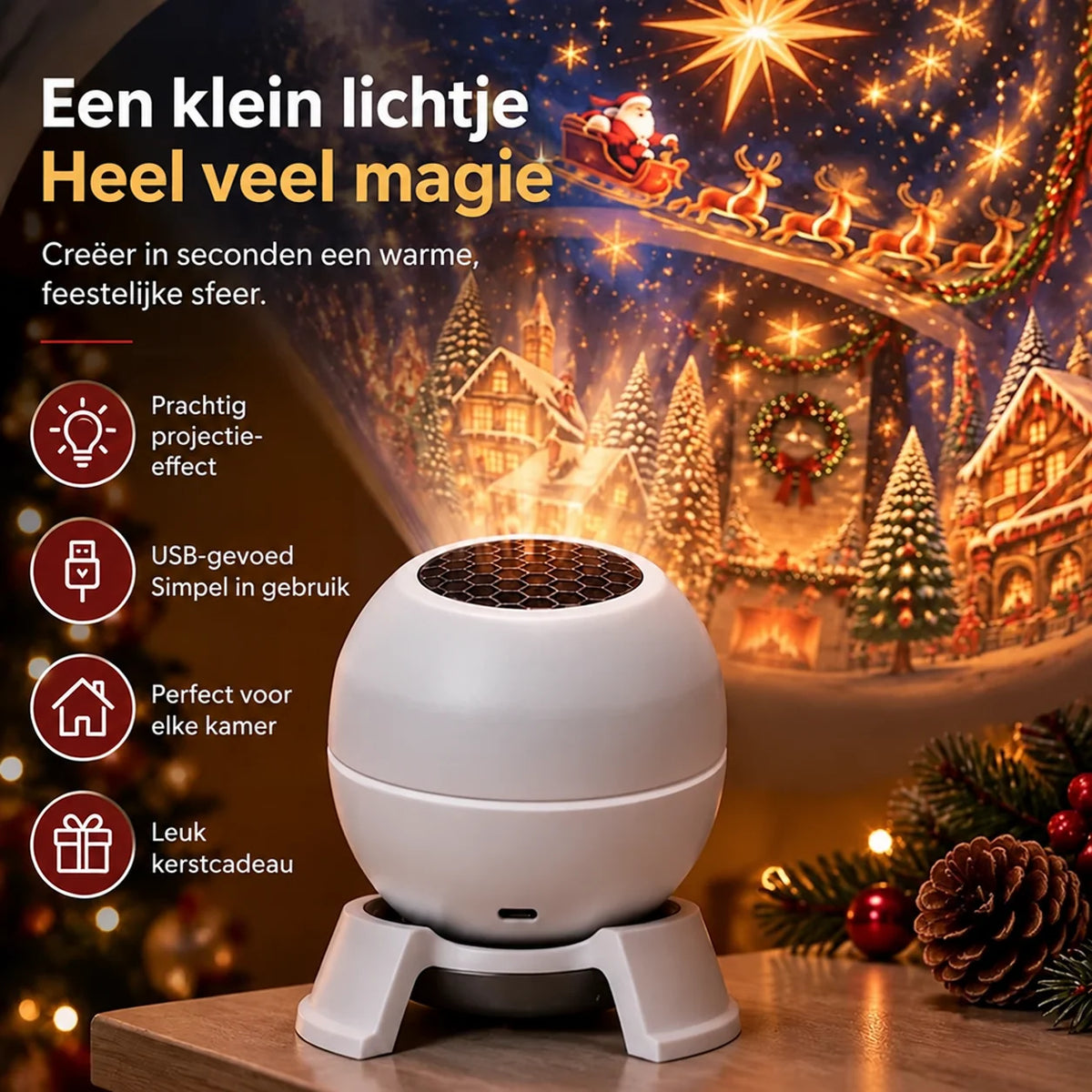 Christmas Projector Light USB-Powered Compact