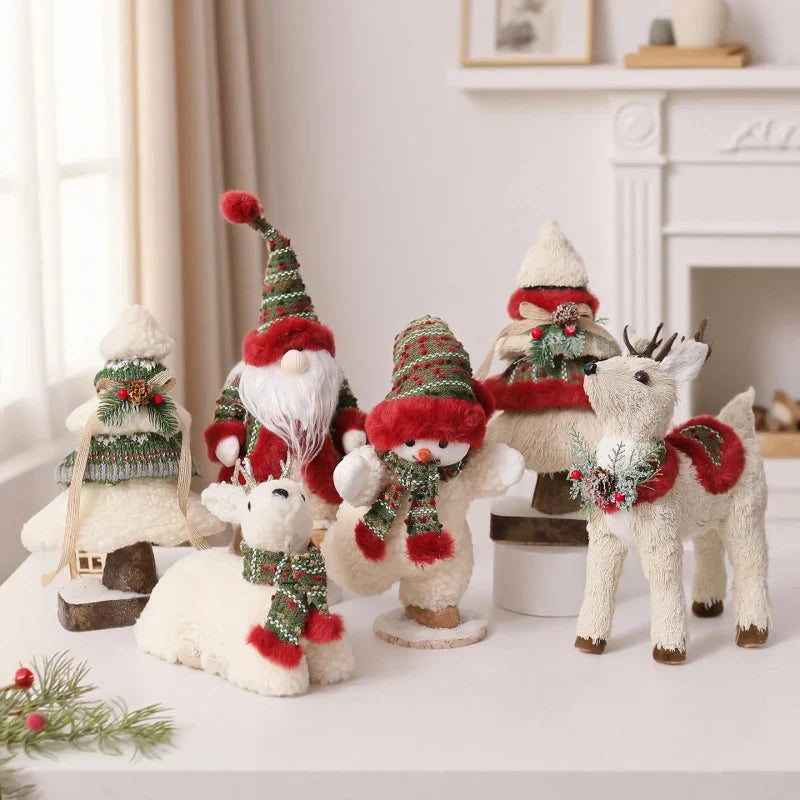 Christmas Reindeer Figurine Tabletop 11.8 Inch Scarf & Garland