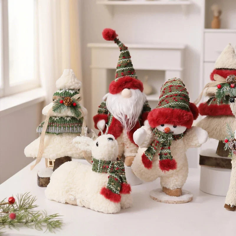 Christmas Reindeer Figurine Tabletop 11.8 Inch Scarf & Garland