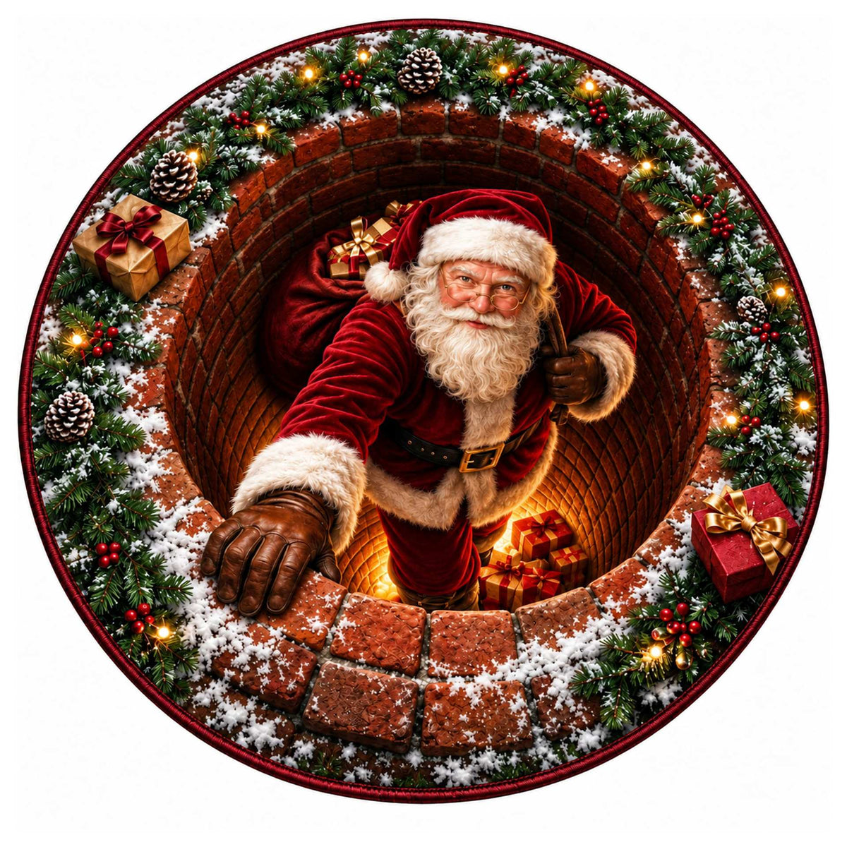 Christmas Rug Festive Prints Easy-Clean Shake-Off Design