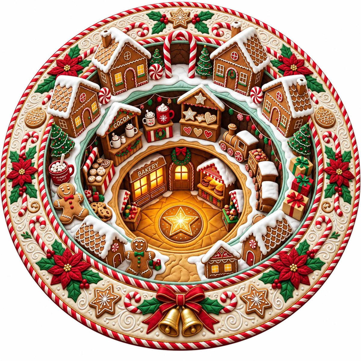 Christmas Rug Festive Prints Easy-Clean Shake-Off Design