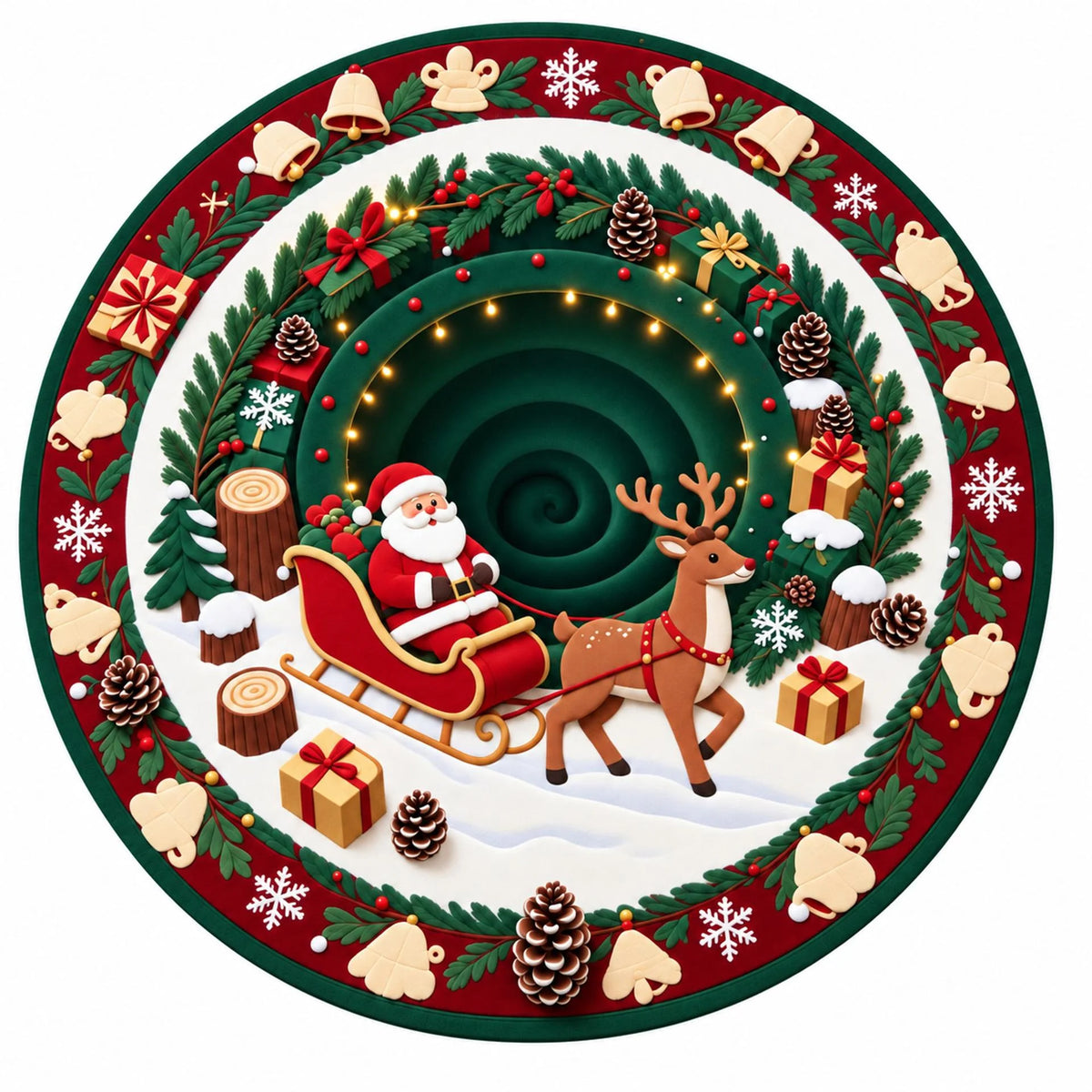 Christmas Rug Festive Prints Easy-Clean Shake-Off Design