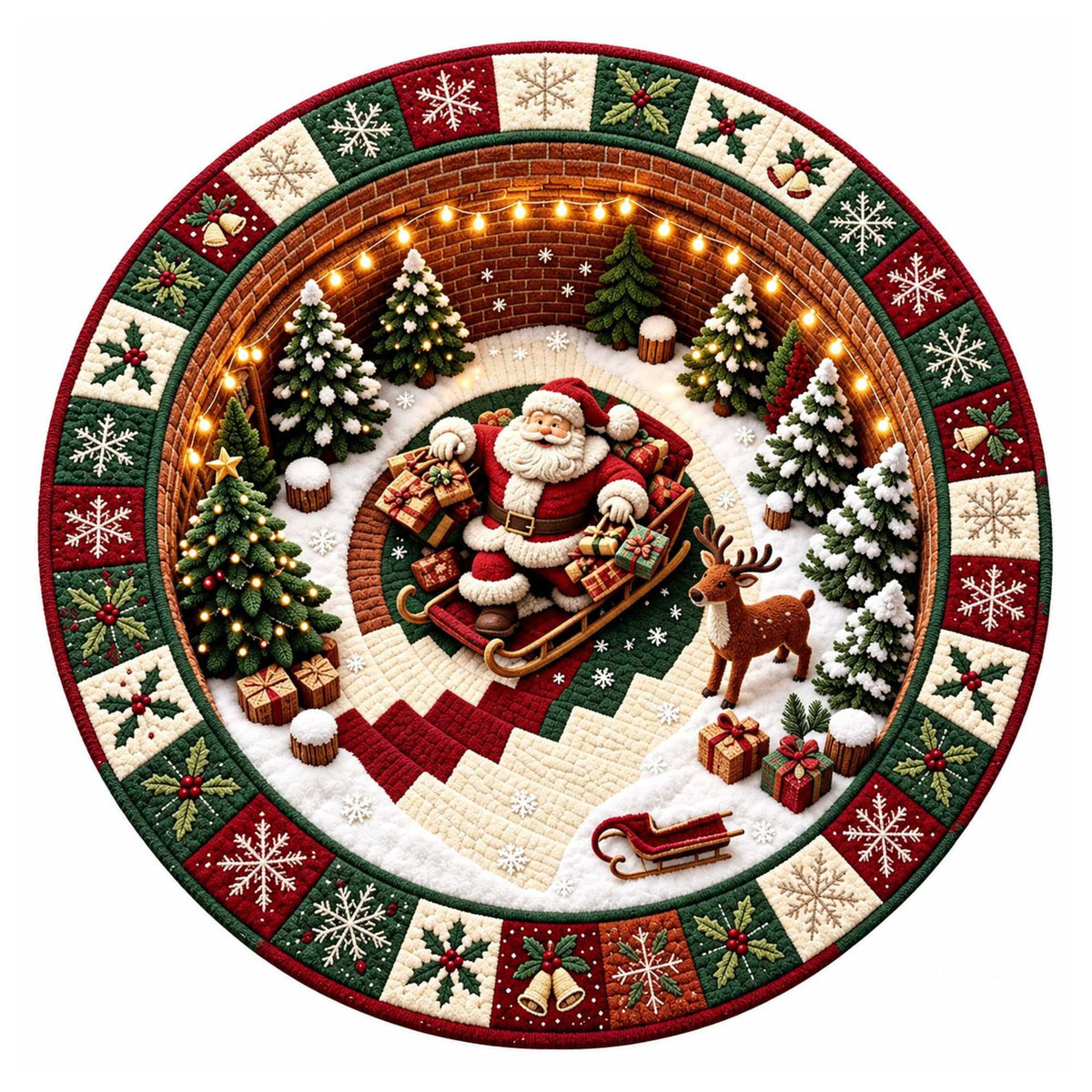 Christmas Rug Festive Prints Easy-Clean Shake-Off Design