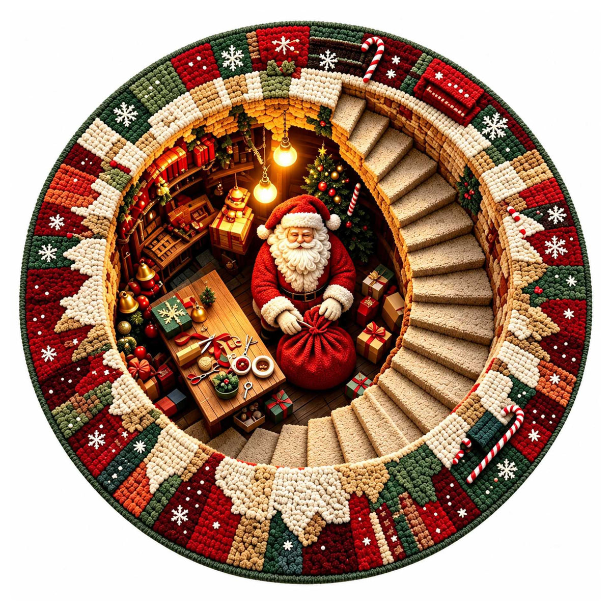 Christmas Rug Festive Prints Easy-Clean Shake-Off Design