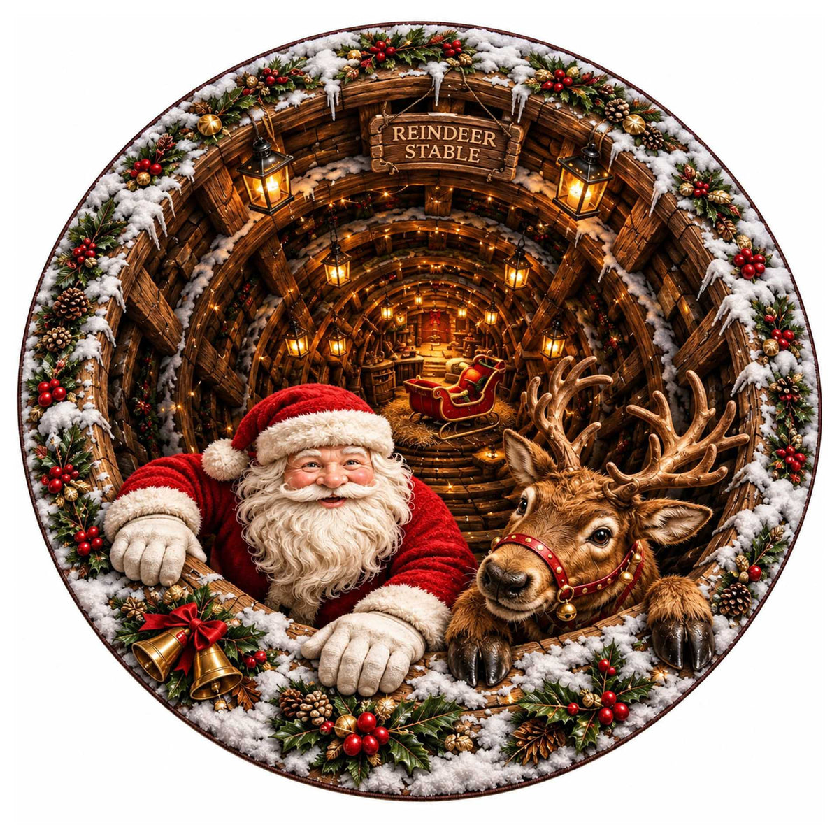 Christmas Rug Festive Prints Easy-Clean Shake-Off Design