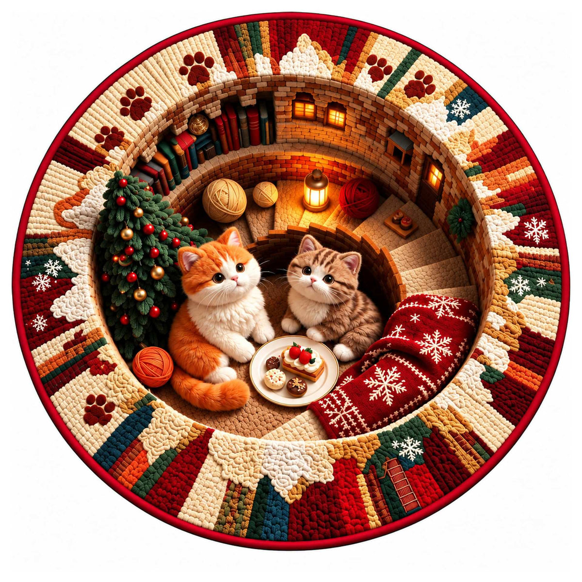 Christmas Rug Festive Prints Easy-Clean Shake-Off Design