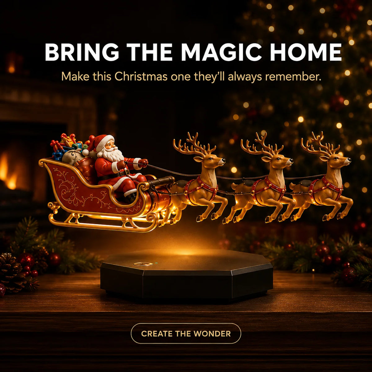 Christmas Sleigh Decoration Magnetic Floating Illuminated Base