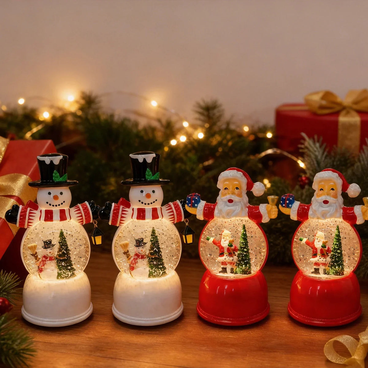Christmas Snow Globe Santa Figurine LED Light Durable