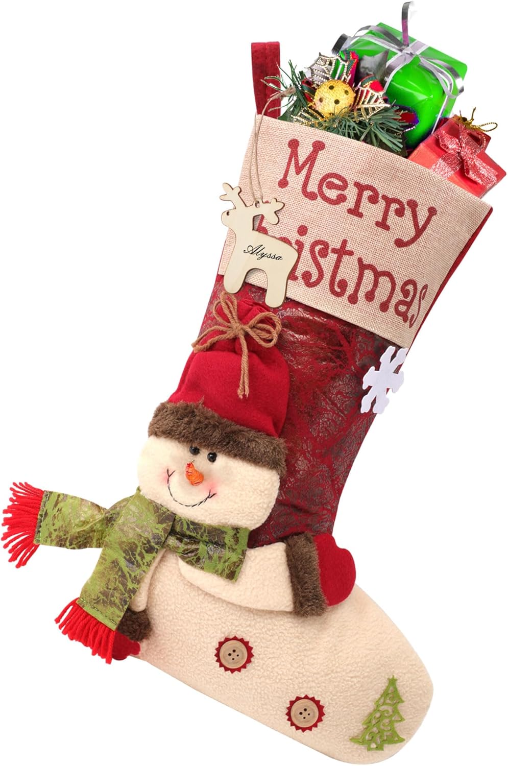 Christmas Stocking 3D Character Design Stitched Lettering