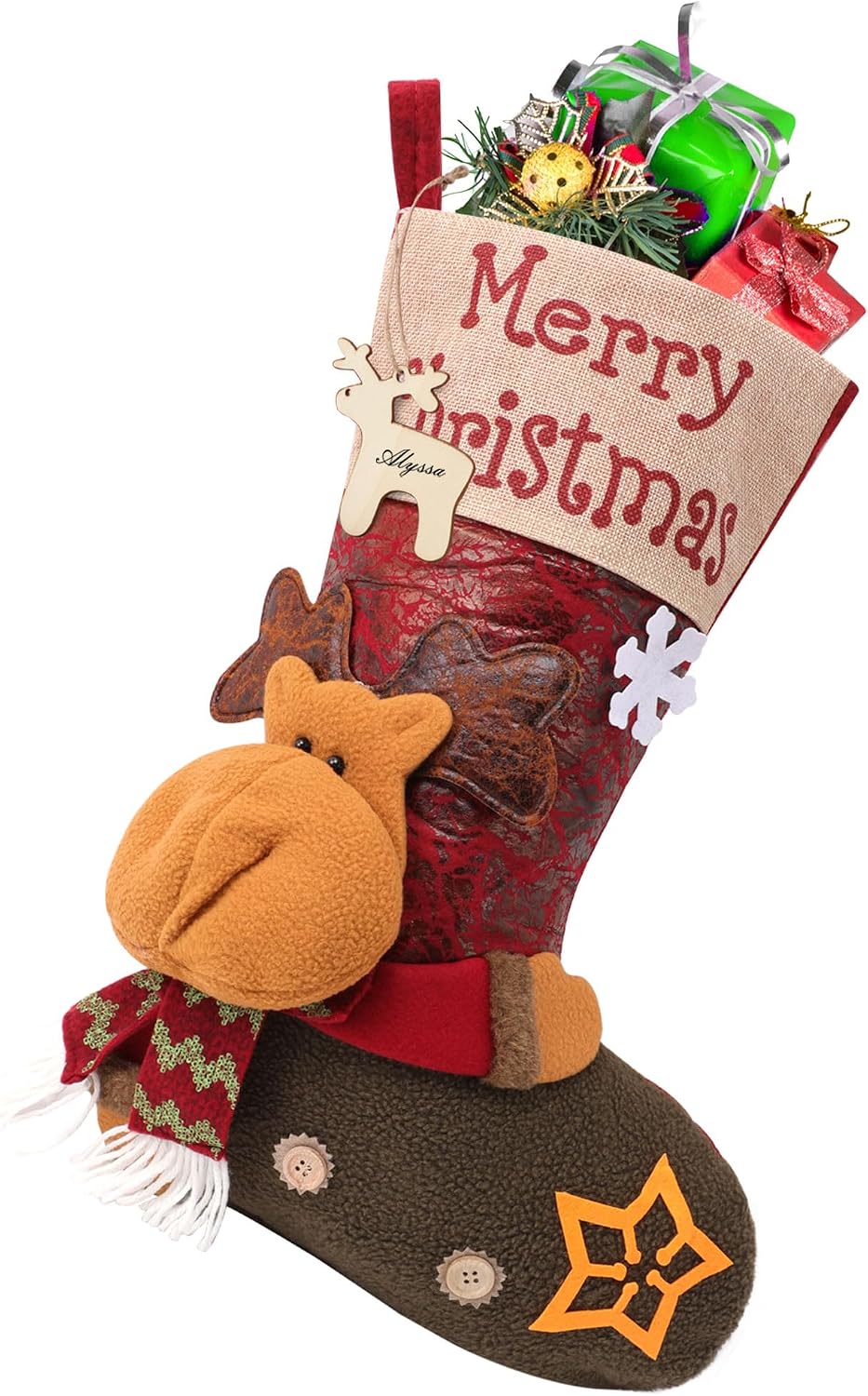 Christmas Stocking 3D Character Design Stitched Lettering