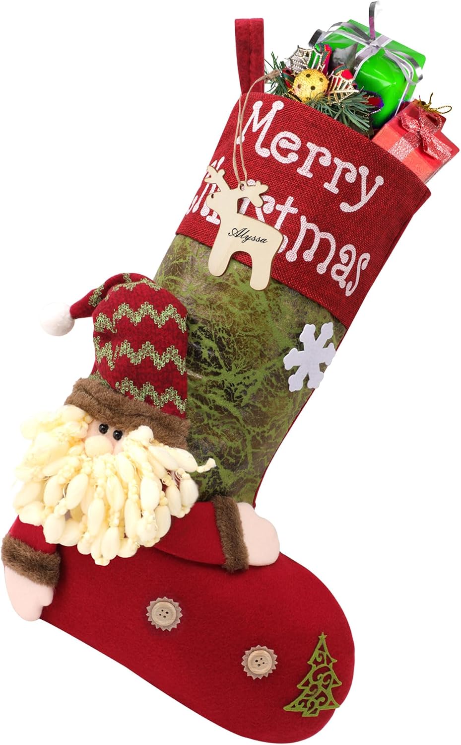 Christmas Stocking 3D Character Design Stitched Lettering