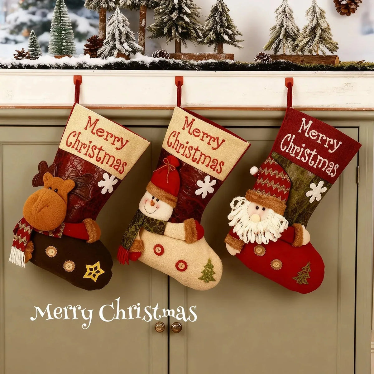 Christmas Stocking 3D Character Design Stitched Lettering