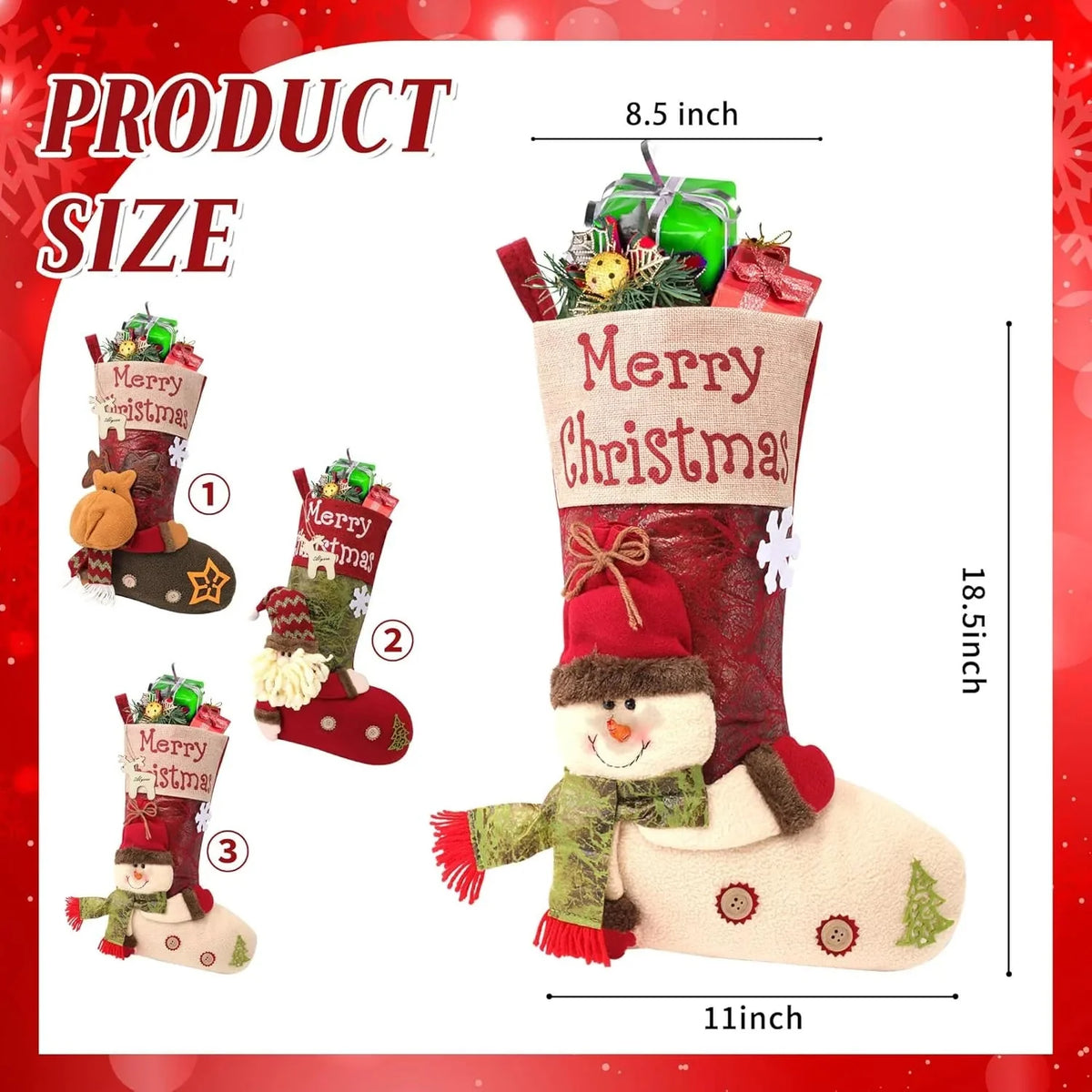 Christmas Stocking 3D Character Design Stitched Lettering