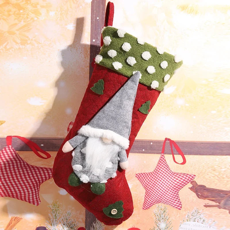 Christmas Stocking Gnome Design Felt & Soft Fabric