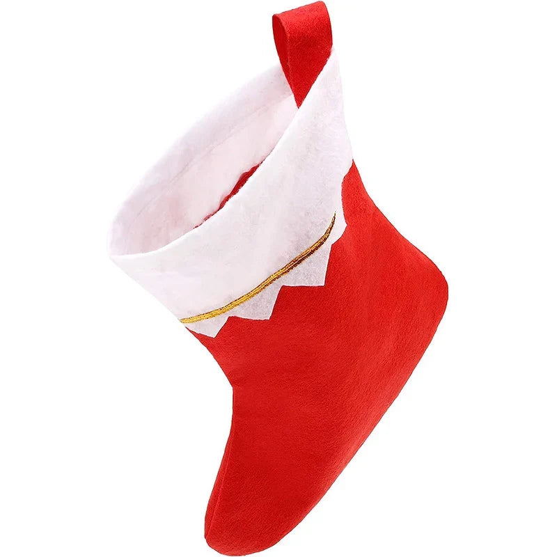 Christmas Stocking Large Soft Durable Fabric Gold Trim