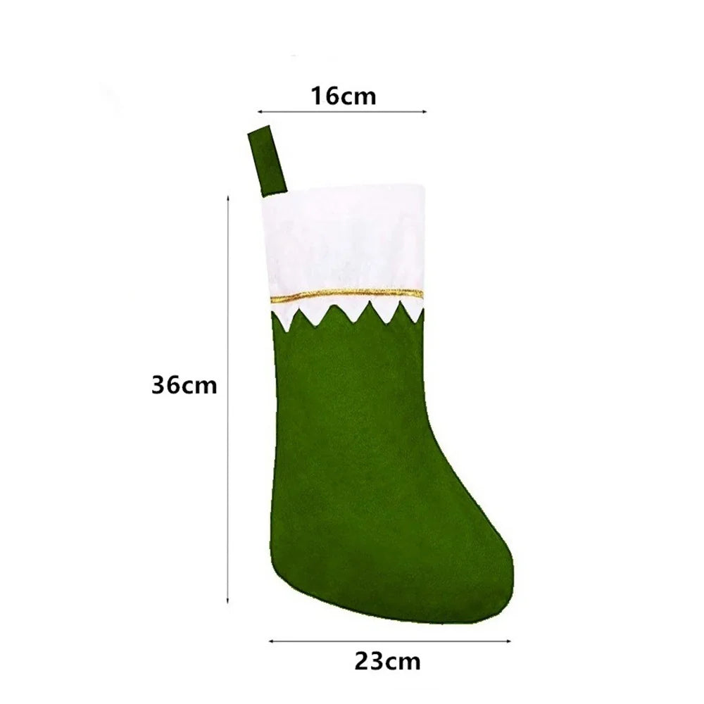 Christmas Stocking Large Soft Durable Fabric Gold Trim