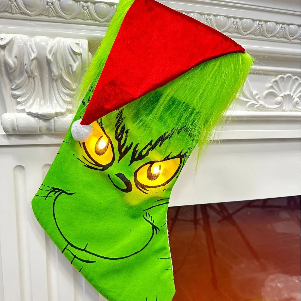 Christmas Stocking Playful Character Fluffy Cuff Durable Fabric