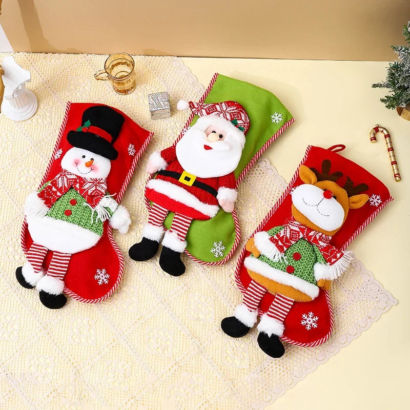 Christmas Stocking Reindeer Design Spacious Soft Durable Fabric