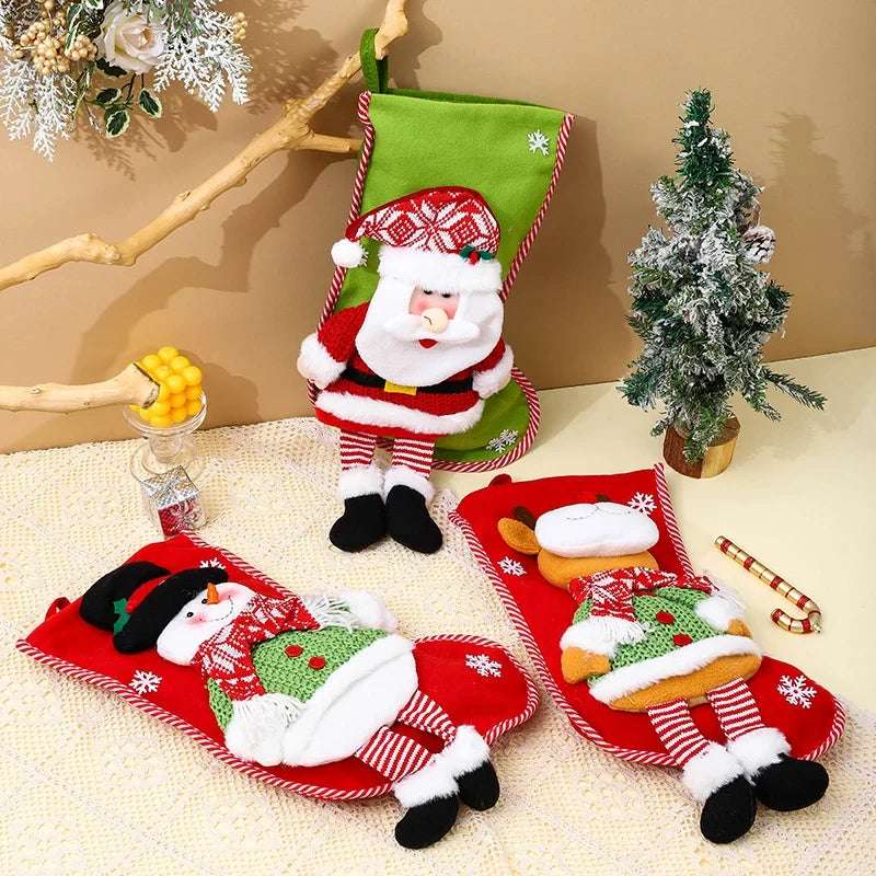 Christmas Stocking Reindeer Design Spacious Soft Durable Fabric
