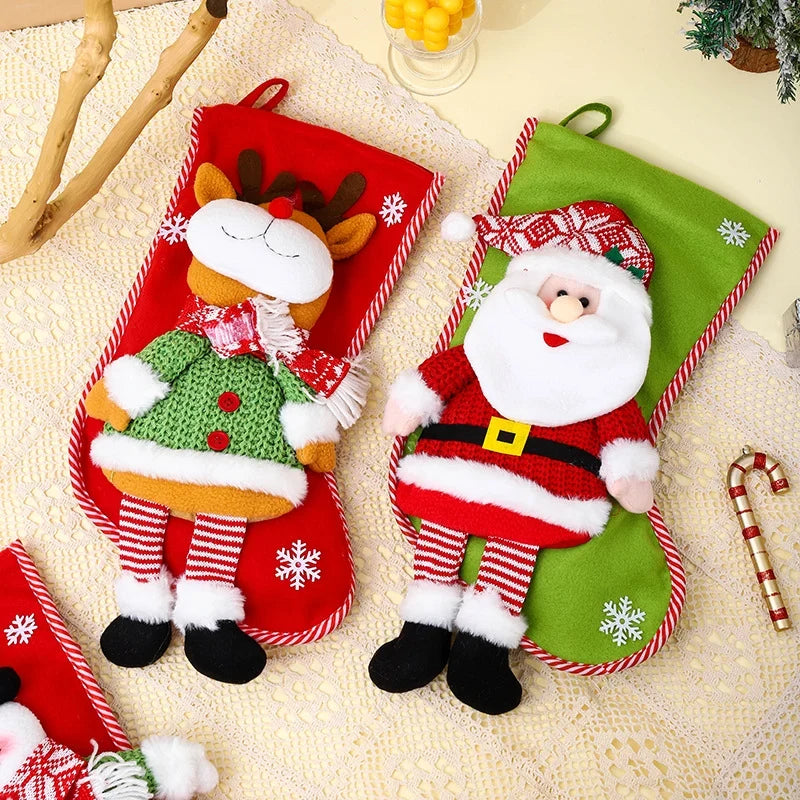 Christmas Stocking Reindeer Design Spacious Soft Durable Fabric