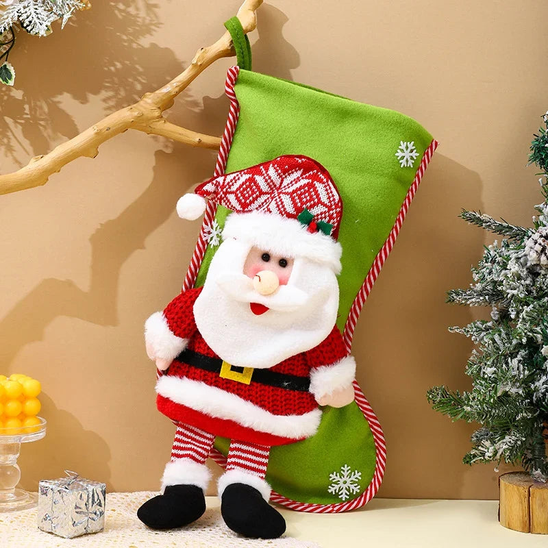 Christmas Stocking Reindeer Design Spacious Soft Durable Fabric