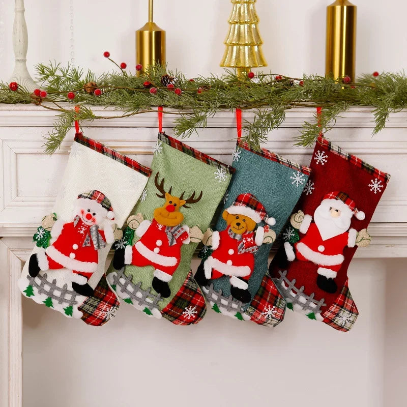 Christmas Stocking Reindeer Motif Durable Fabric Spacious