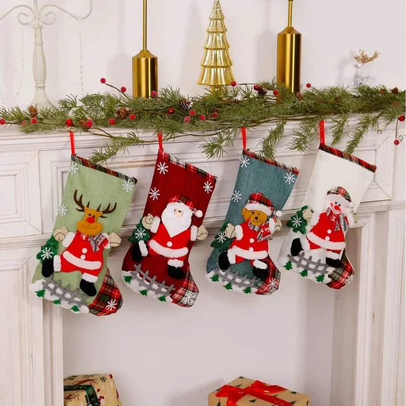 Christmas Stocking Reindeer Motif Durable Fabric Spacious