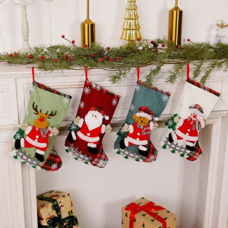 Christmas Stocking Reindeer Motif Durable Fabric Spacious