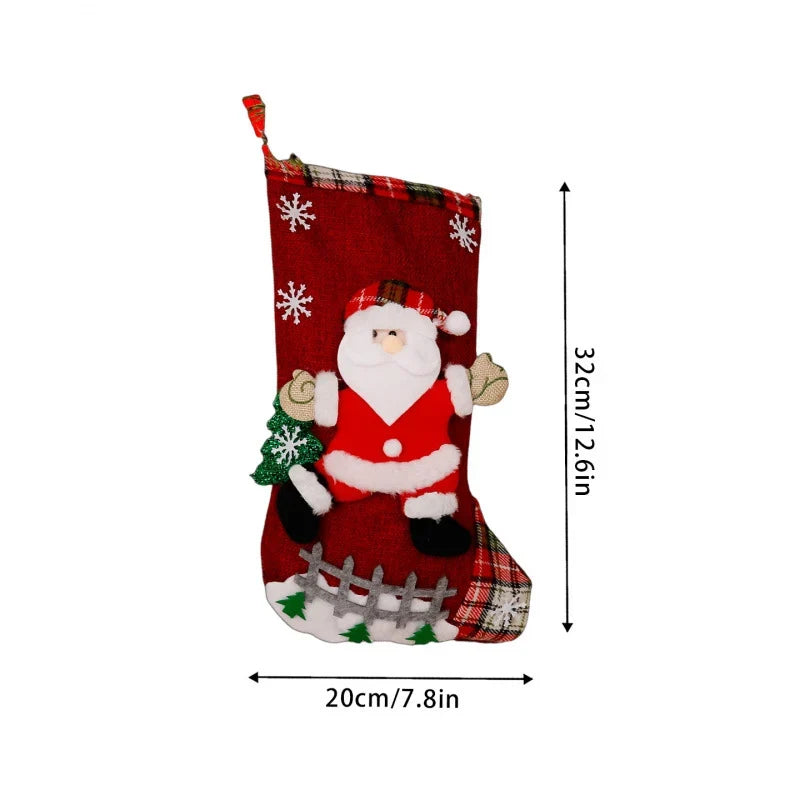 Christmas Stocking Reindeer Motif Durable Fabric Spacious