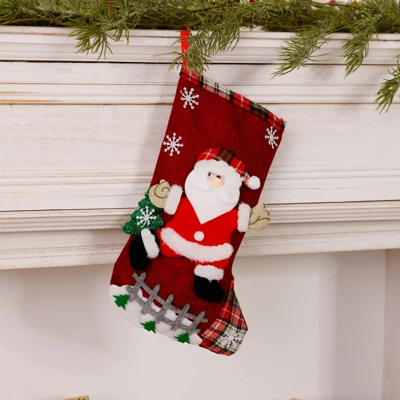 Christmas Stocking Reindeer Motif Durable Fabric Spacious